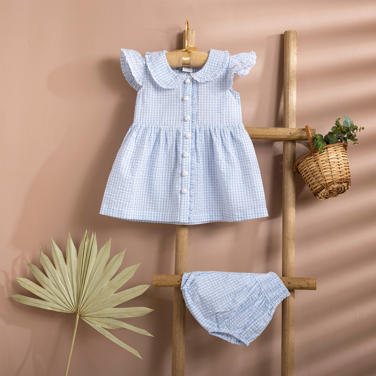 Poshaak Checkered Frilled Baby Girl Dress Image 01