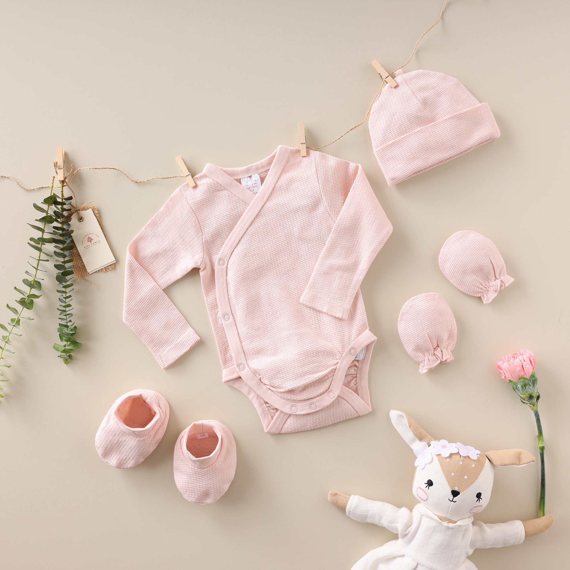 Poshaak Overlap Baby Bodysuit - Peach Dust Image 01