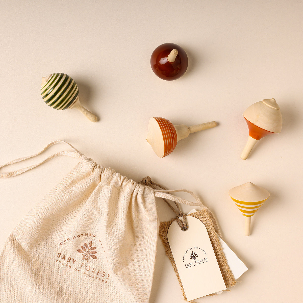 Bachpan Wooden Spinning Lattu Set of 5 Image 01