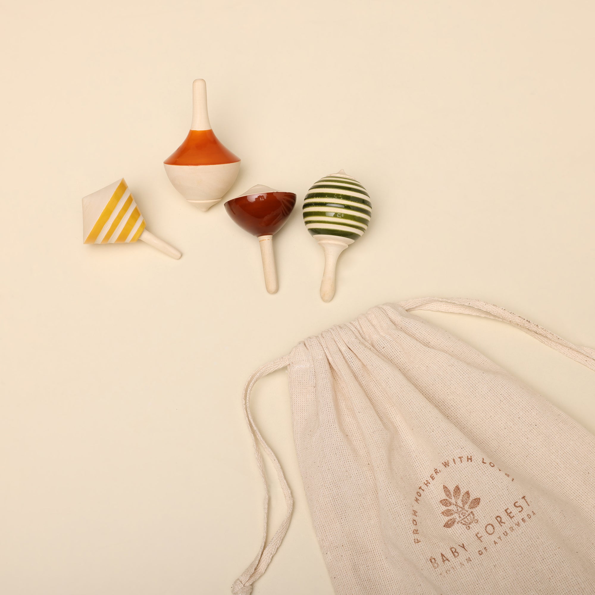 Bachpan Wooden Spinning Lattu Set of 5 Image 02