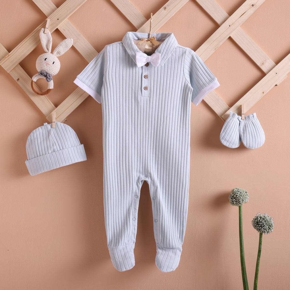 Poshaak Baby Overall Romper Set - Morning Mist Image 01