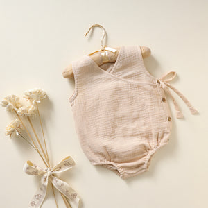 Poshaak Overlap Knotted Bodysuit - BeigeImage 01