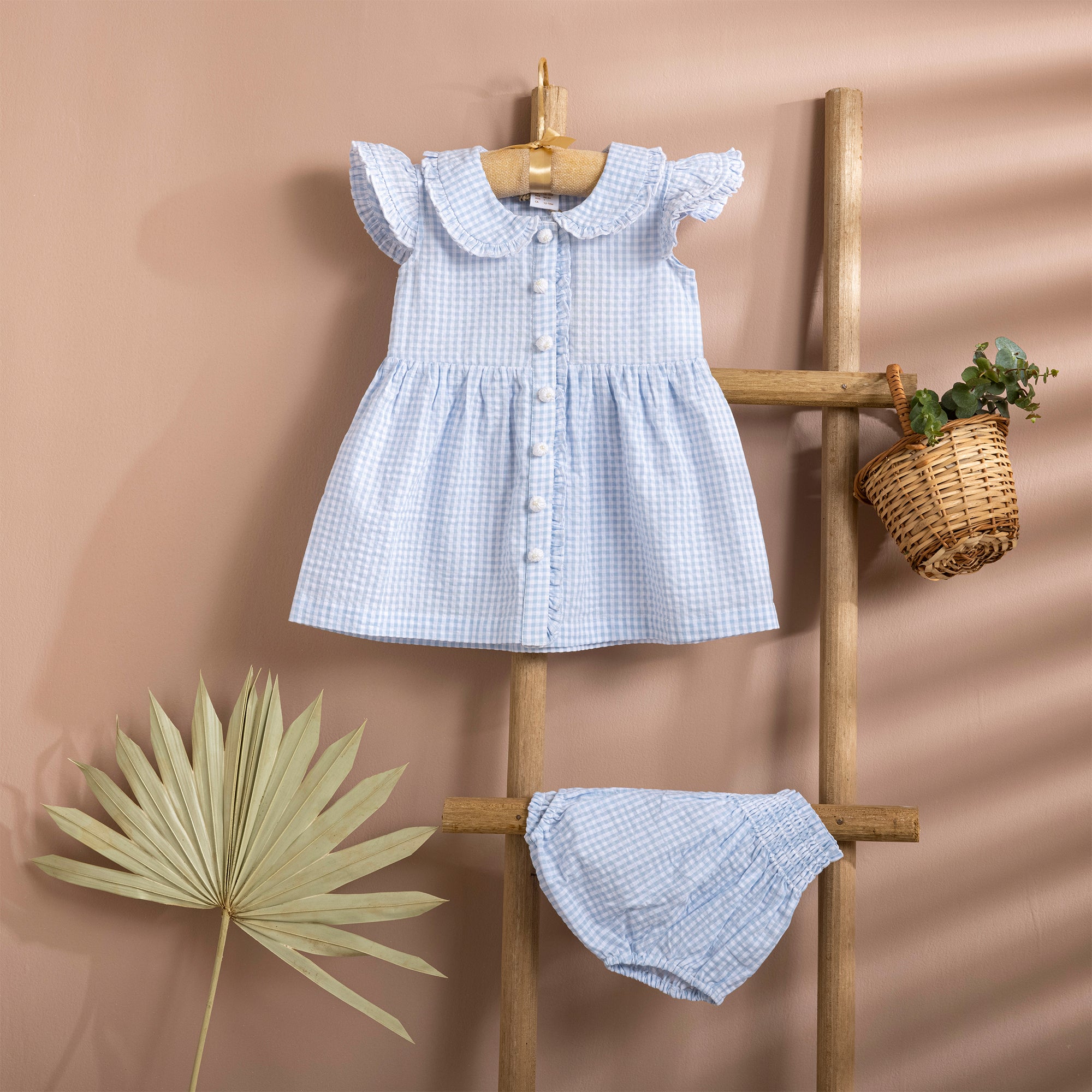 Poshaak Checkered Frilled Baby Girl Dress Image 01