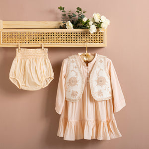 Poshaak Solid Dress and Embroidered Jacket Set Image 01