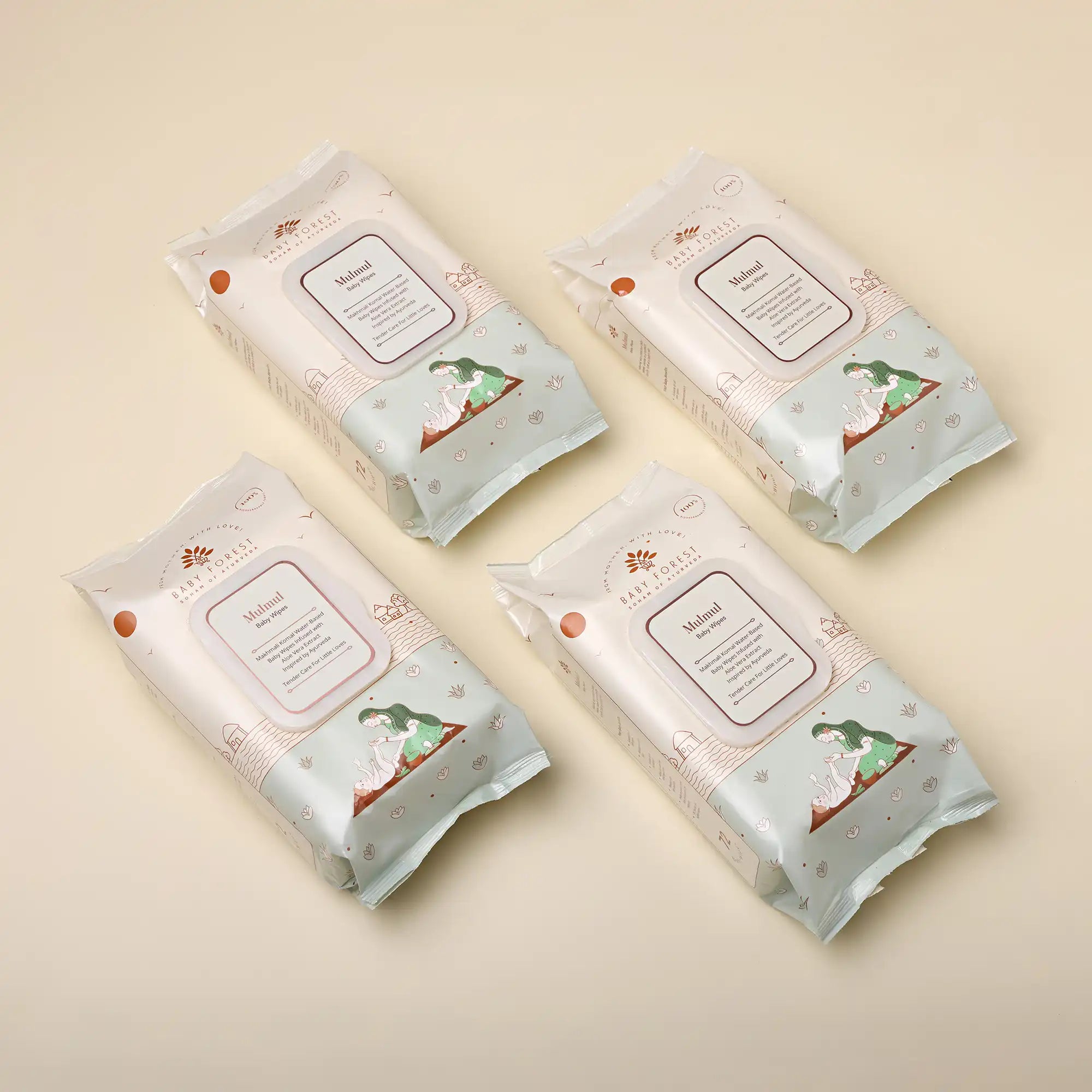 Mulmul Baby Wipes Pack of 4