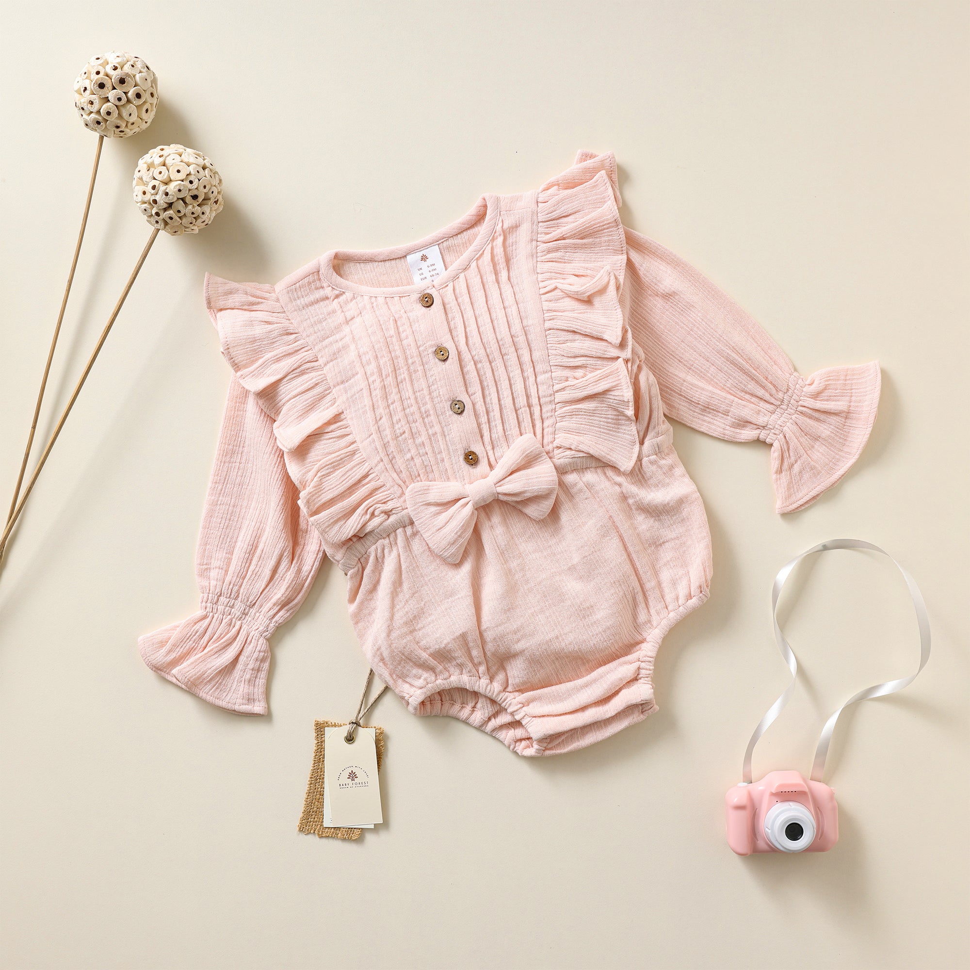 Poshaak Pleated Ruffle Baby Girl Romper Image 01