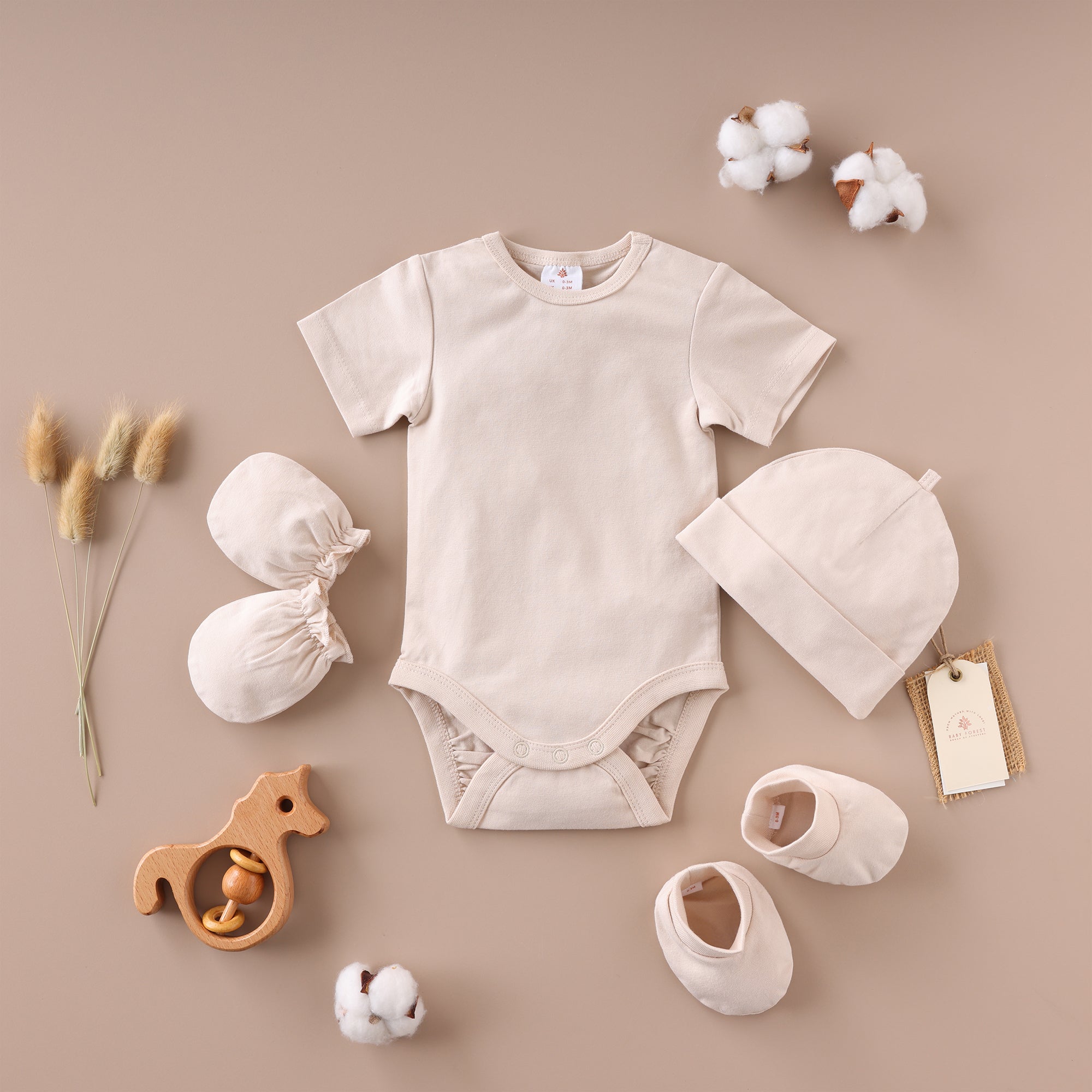 Poshaak Baby Bodysuit Set - Bleach Sand Image 01