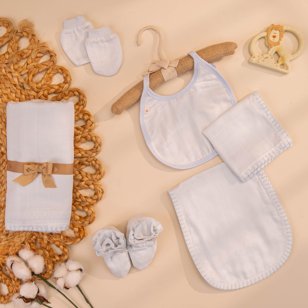 Komal Aavran Baby Swaddle Set (Ice Blue) image1