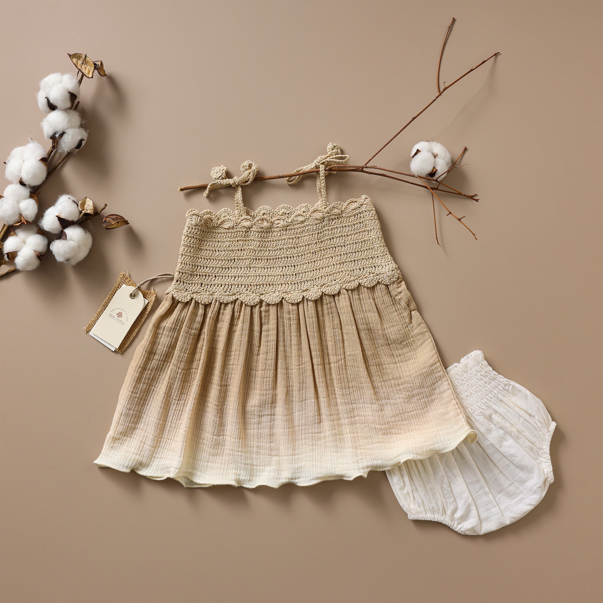 Poshaak Hand Crochet Ombre Dyed Baby Girl Dress Image 01