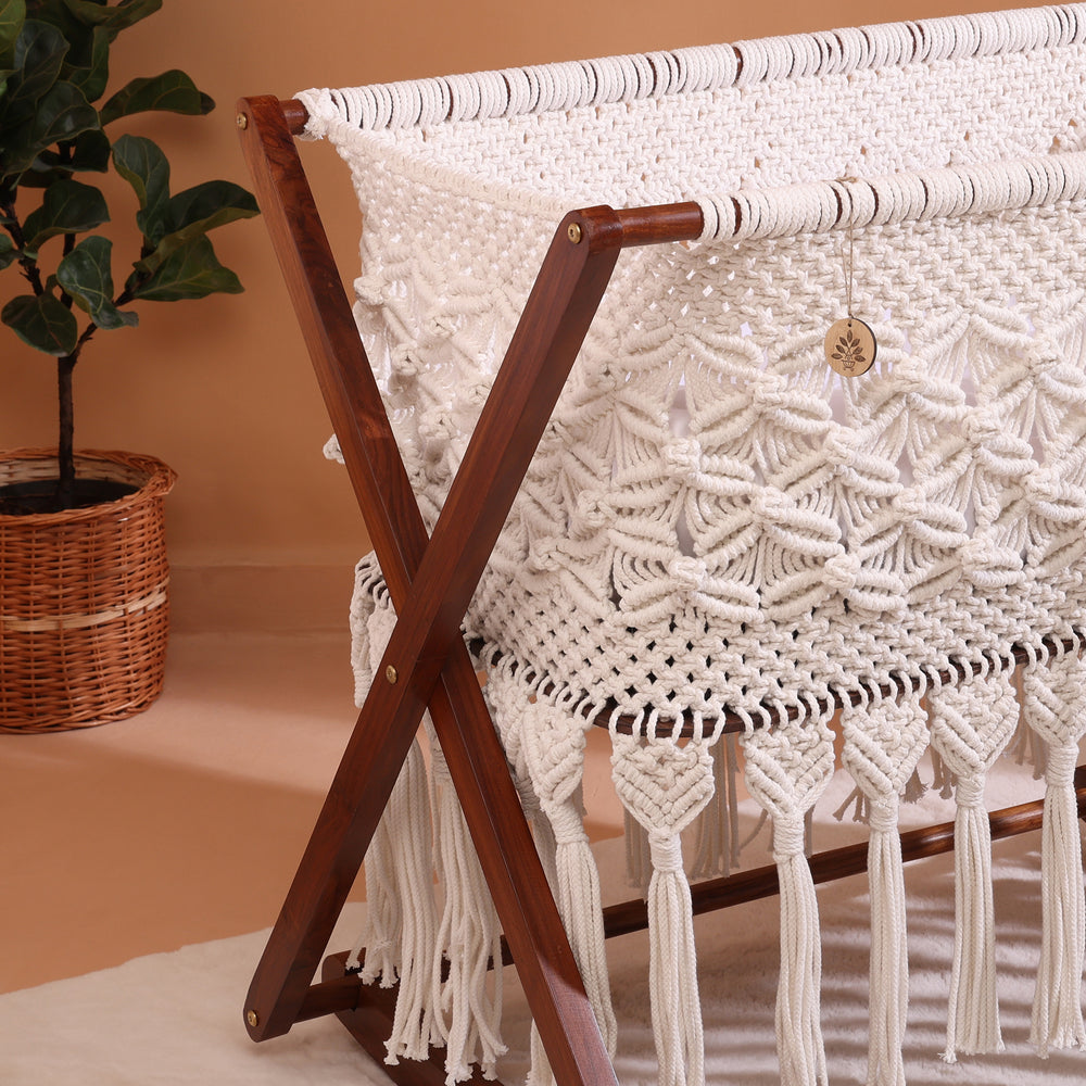 Amulya Paalna Macrame Wooden Baby Cradle