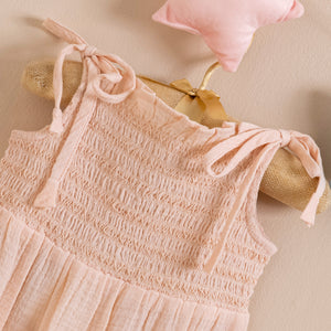 Poshaak Smocked Embroidery Baby Girl Bodysuit - PeachImage 02