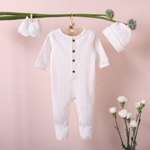 Poshaak Baby Overall Romper Set - Pearl WhiteImage 01