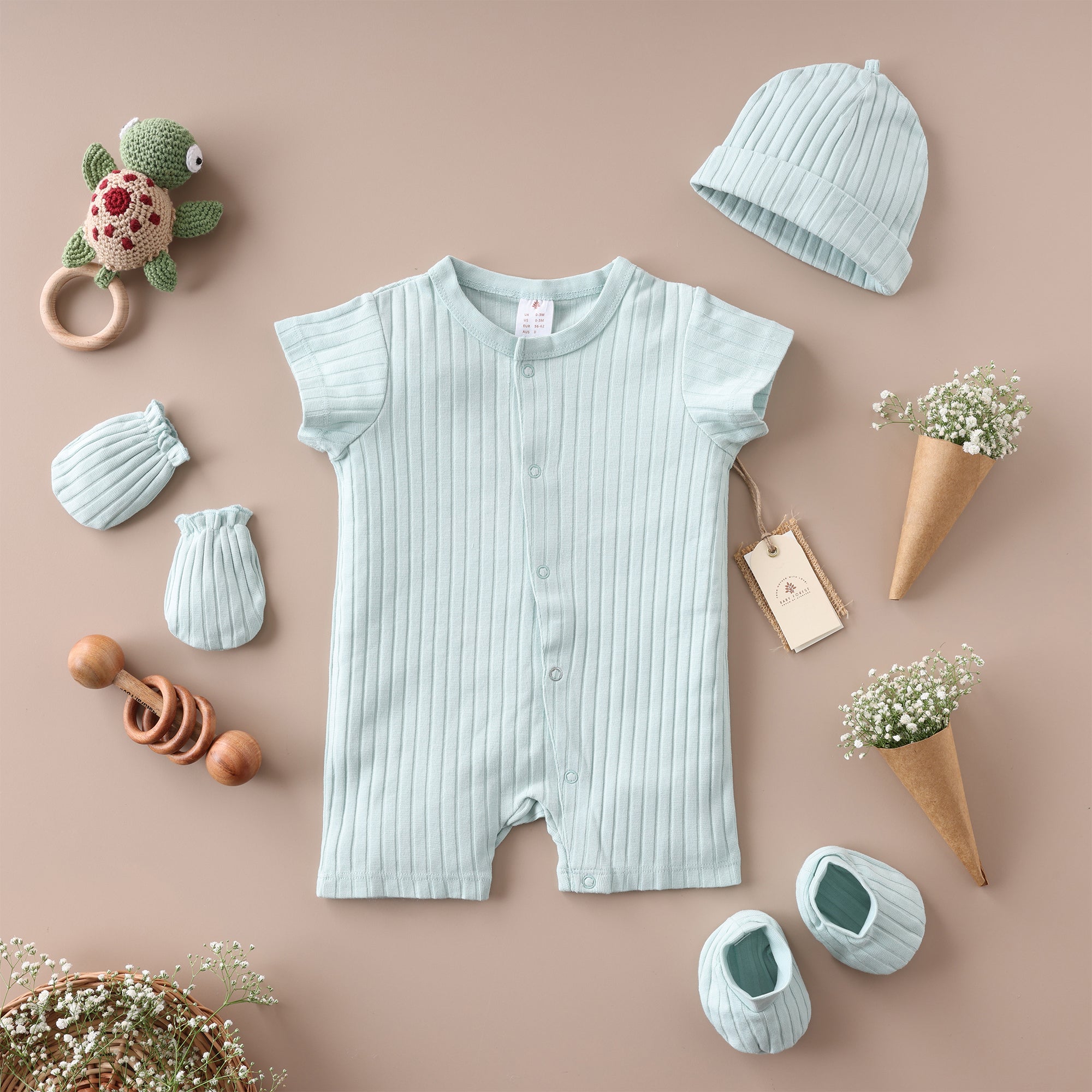 Poshaak  Short Sleeves Baby Bodysuit set