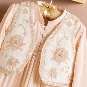Poshaak Solid Dress and Embroidered Jacket Set Image 03