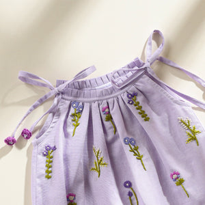 Poshaak Hand Embroidered Gather Top with Underpants - Lavender Image 03