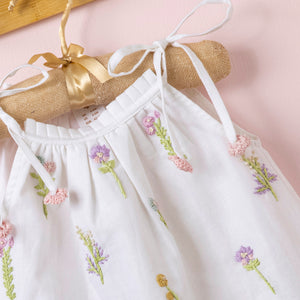 Poshaak Hand Embroidered Gather Top with Underpants - Off - White Image 04