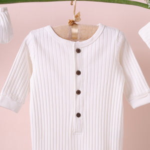 Poshaak Baby Overall Romper Set - Pearl WhiteImage 02