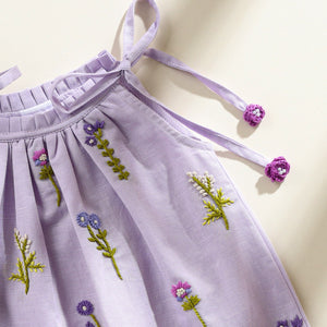 Poshaak Hand Embroidered Gather Top with Underpants - Lavender Image 04