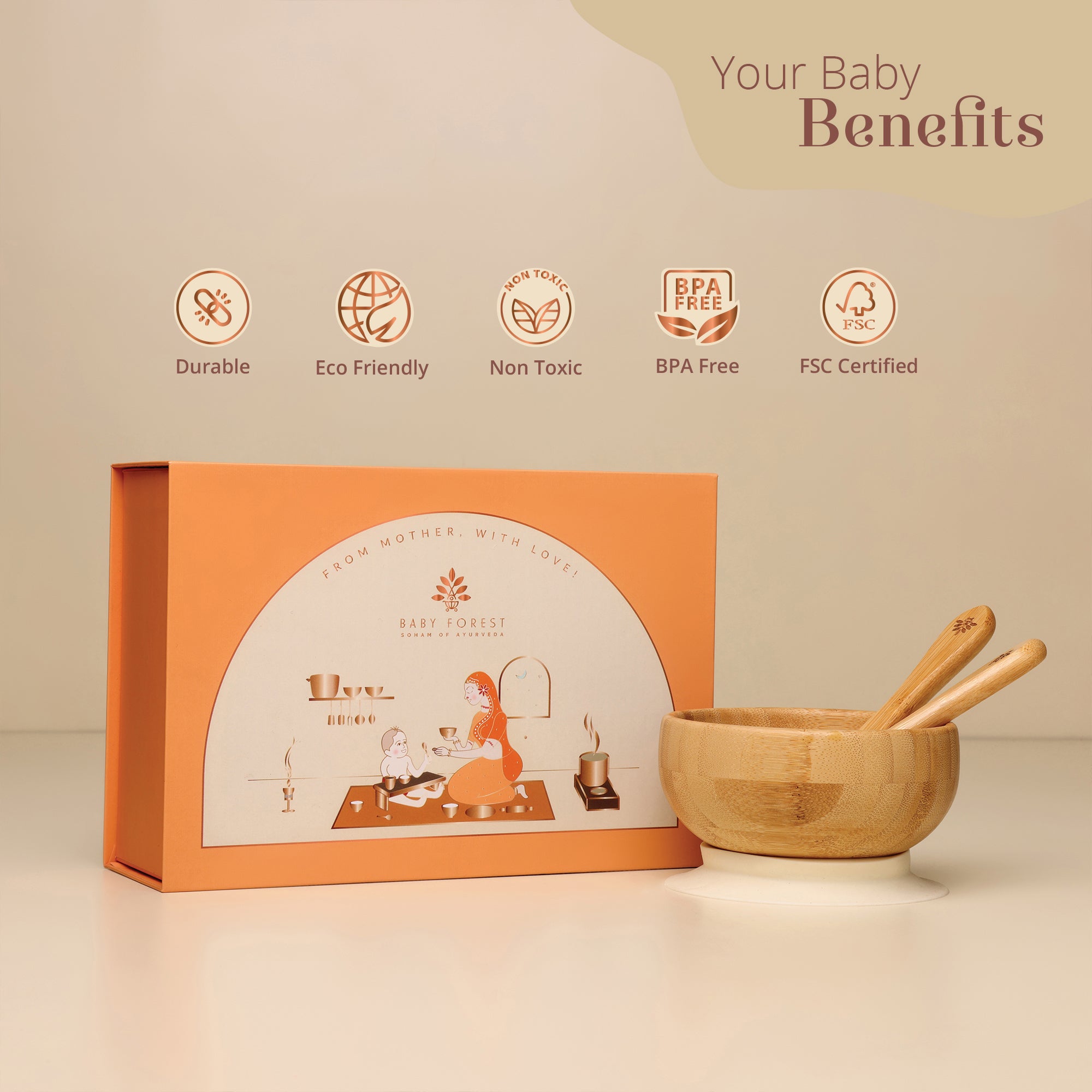Laad Dulaar Baby Bamboo Feeding Bowl Product Features