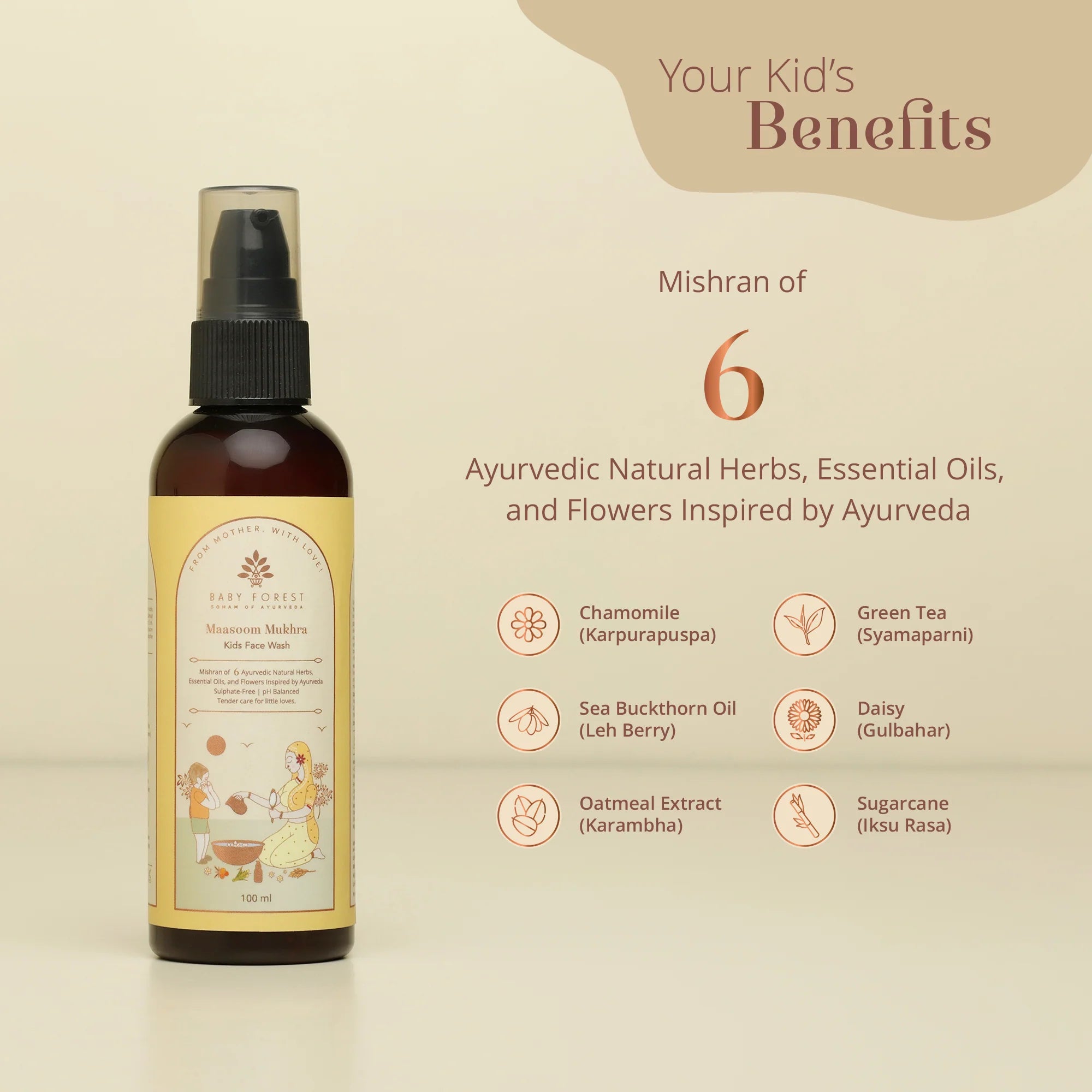 Maasoom Mukhra Ayurvedic Kids Face Wash Product Features
