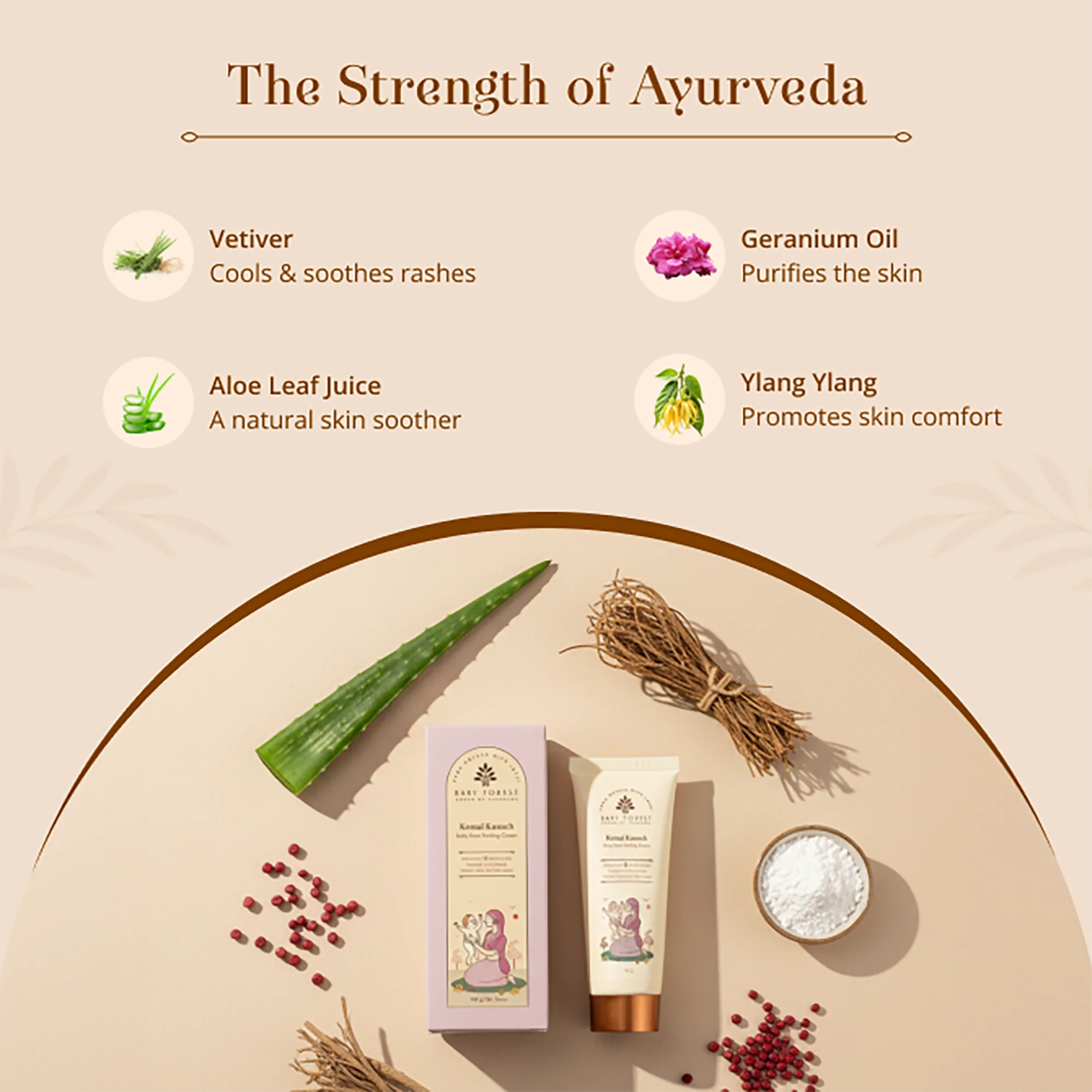 Komal Kawach Baby Rash Healing Cream Ingredients- The strengh of Ayurveda