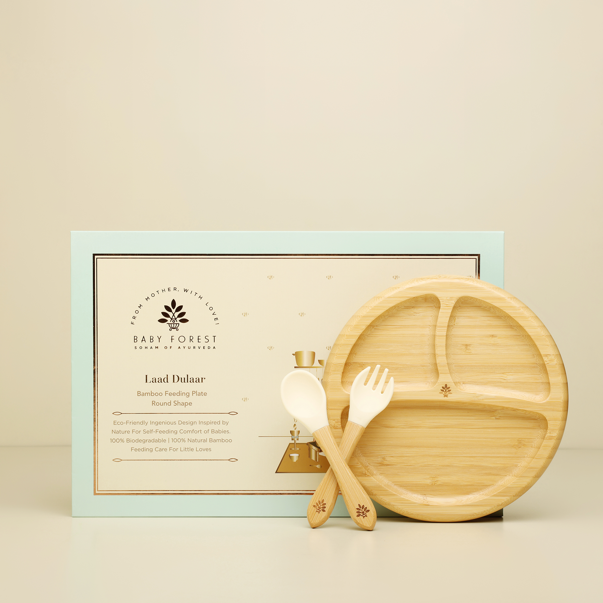Laad Dulaar Bamboo Feeding Plate - Round Shape