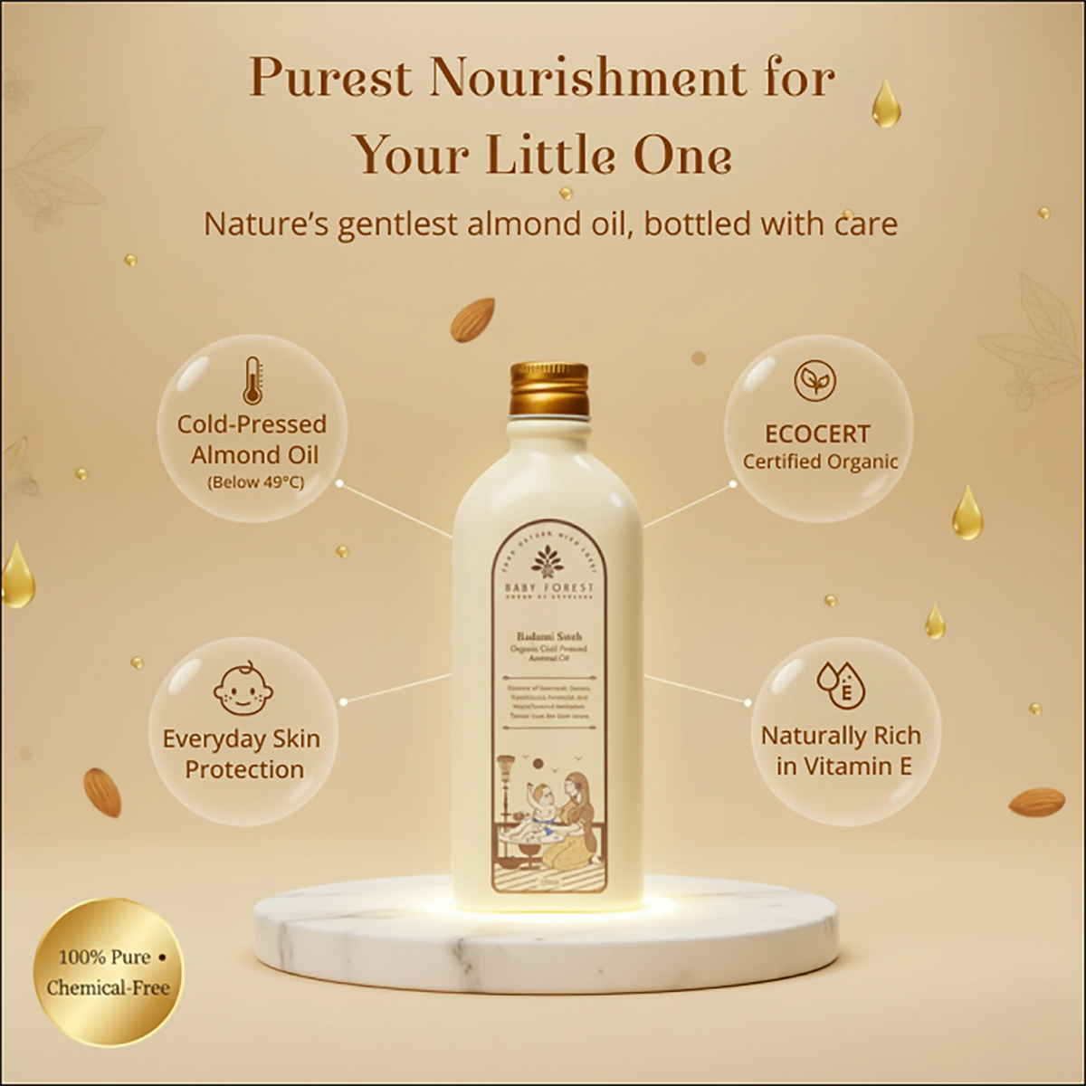 Badami Sneh- Organic Cold Pressed Almond Oil for Newborn