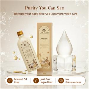 Purity you can see because your baby deserves uncomproised care- Badami Sneh- Organic Cold Pressed Almond Oil for Infants