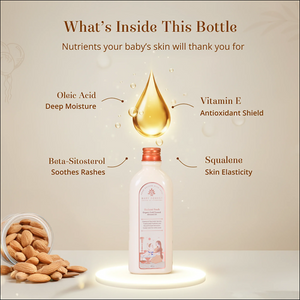 What's inside this bottle? Nutrients your baby's skin will thank you for- Badami Sneh- Organic Cold Pressed Almond Oil