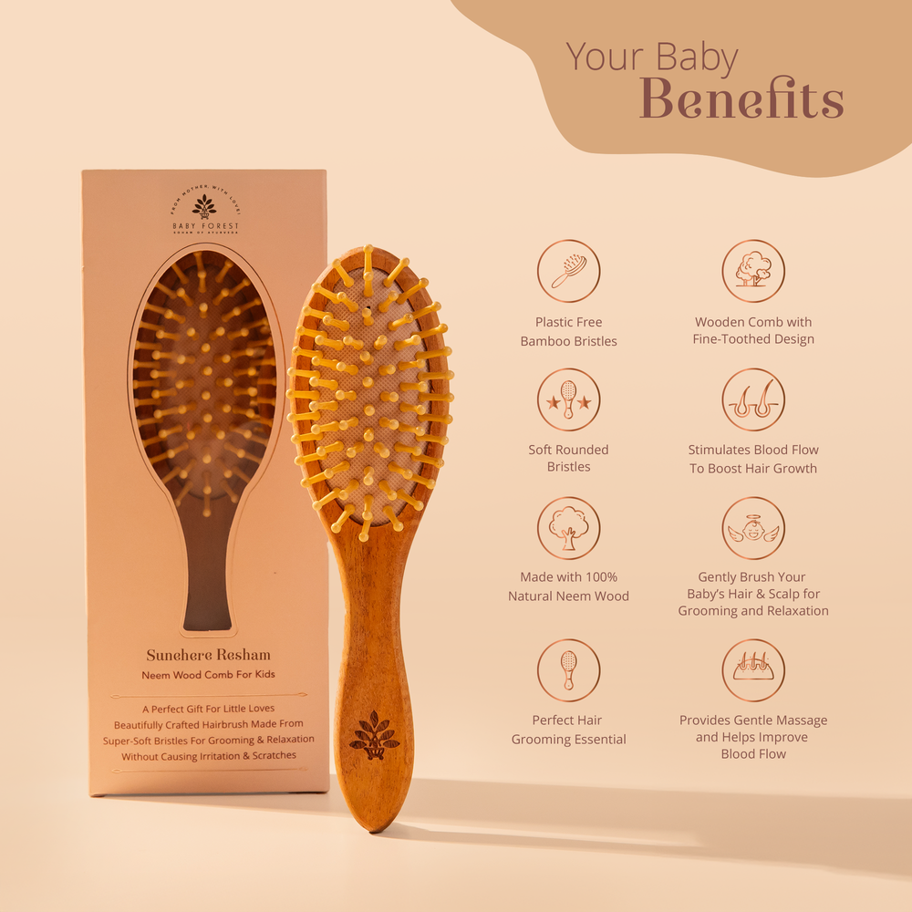 Sunehere Resham Neem Wood Comb for Kids