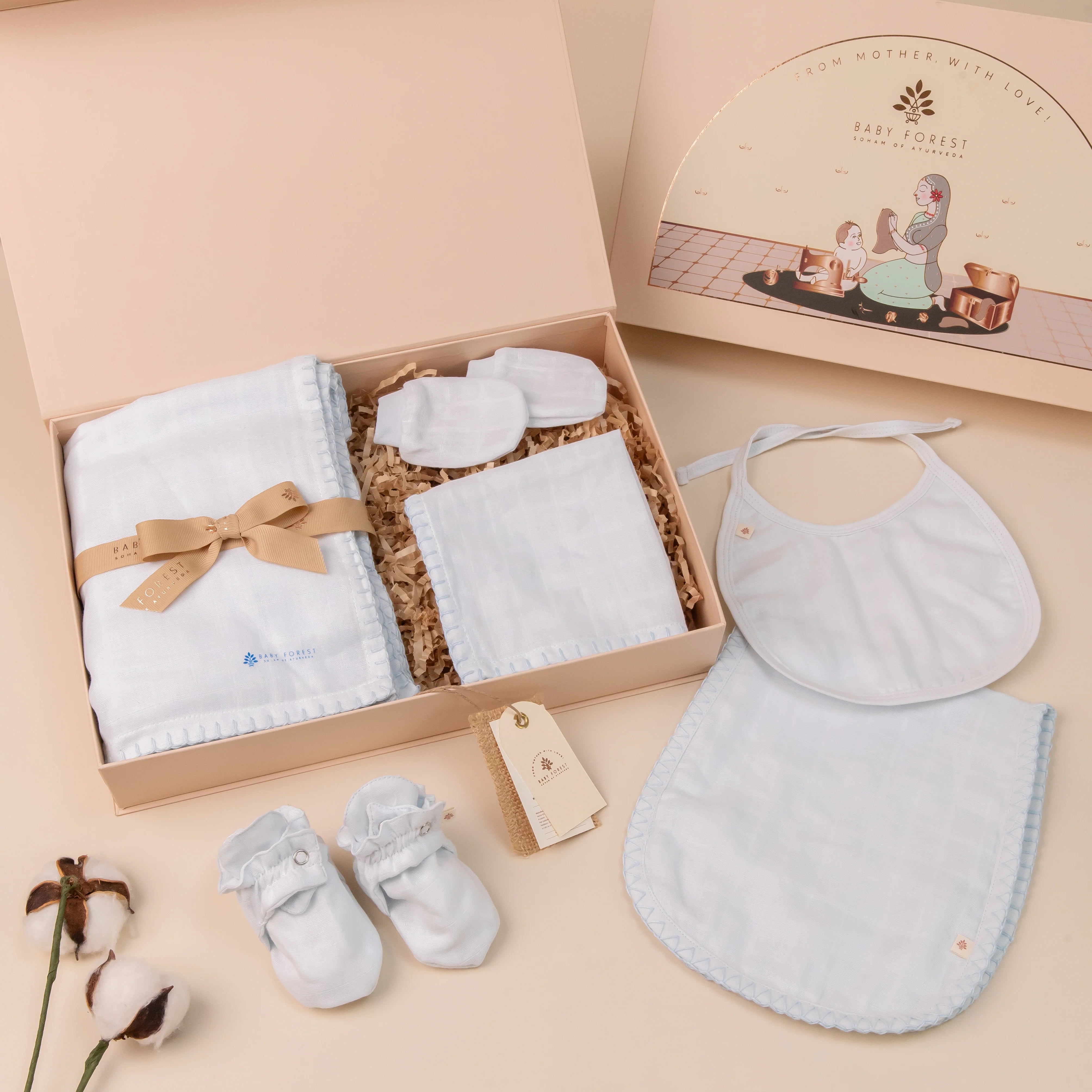Komal Aavran Baby Swaddle Set (Ice Blue) image1