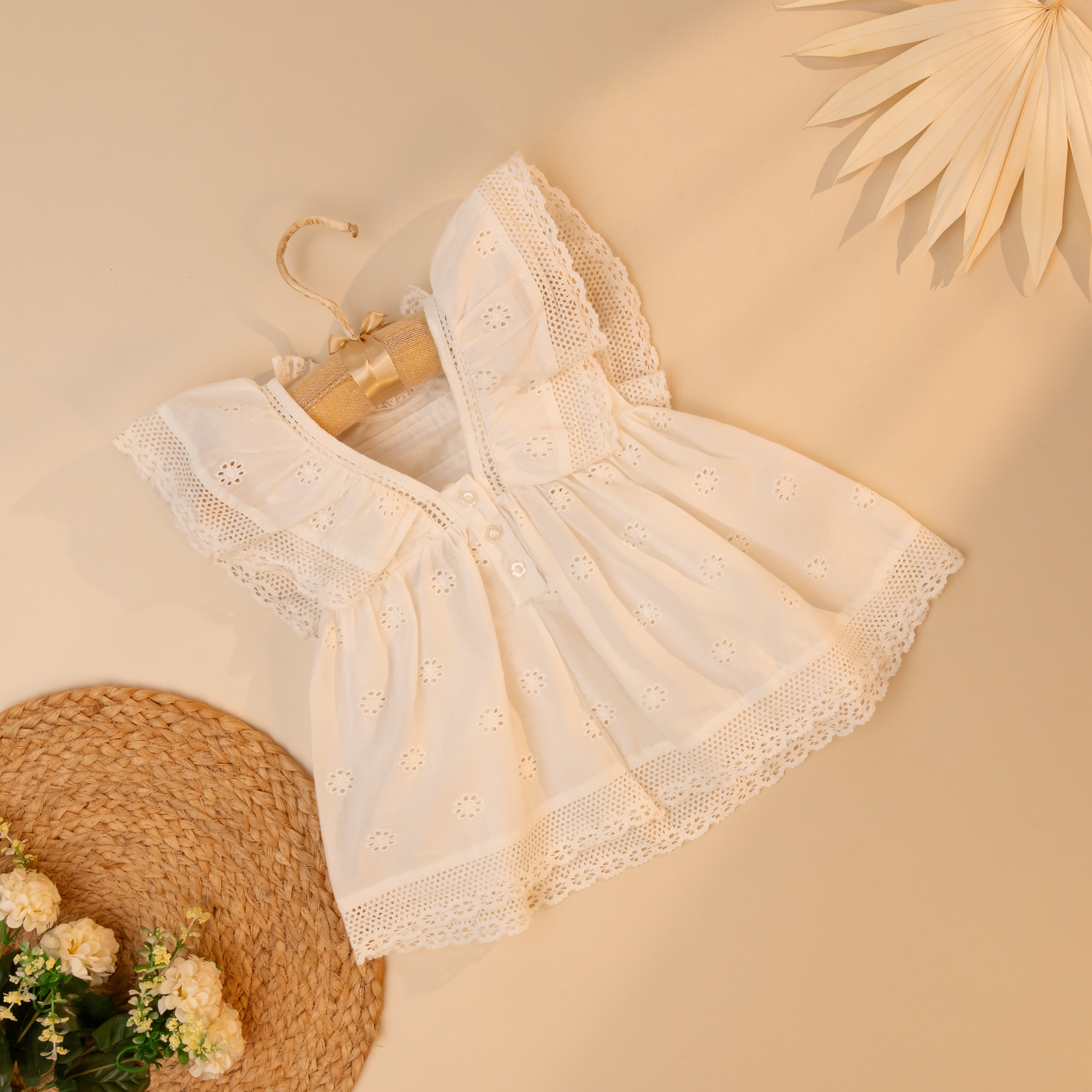 Poshaak Schiffli Lace Baby Girl Dress image-1