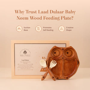Laad Dulaar Baby Neem Wood Feeding Plate - Owl Shape image3