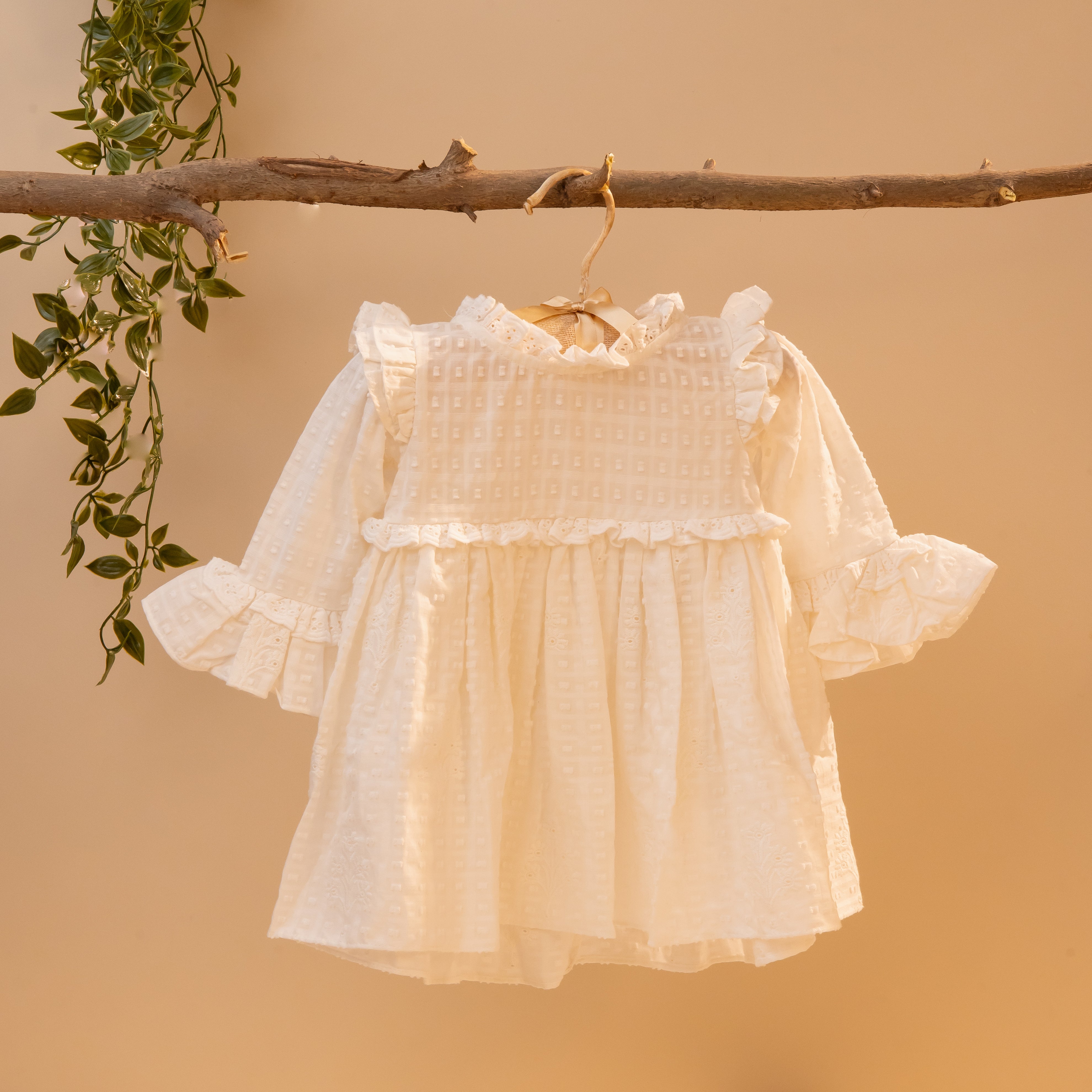 Poshaak Schiffli Ruffle Baby Girl Dress image-2