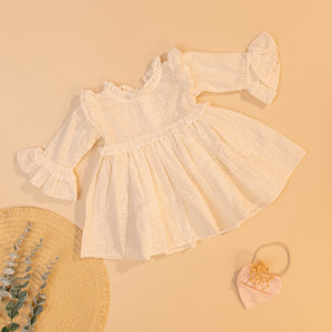 Poshaak Schiffli Ruffle Baby Girl Dress image-3