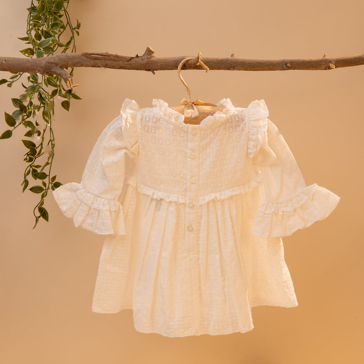 Poshaak Schiffli Ruffle Baby Girl Dress image-1
